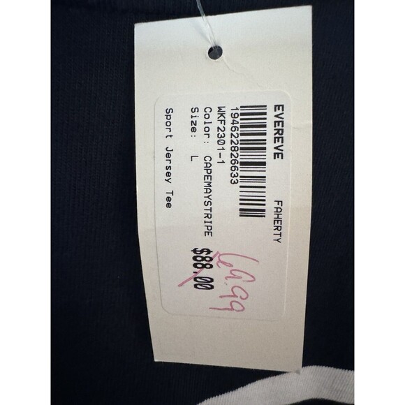 Faherty Sport Jersey Shirt Womens Large Long Sleeve Tee Cape May Stripe NWT - Picture 6 of 8